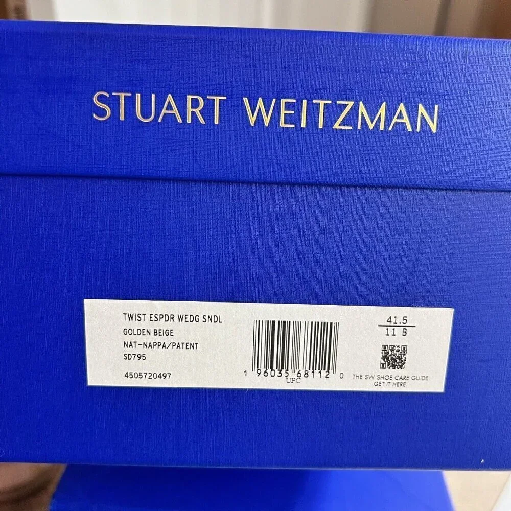 STUART WEITZMAN Twisted Patent Leather Espadrille Wedge Sandals Size 11B NWB